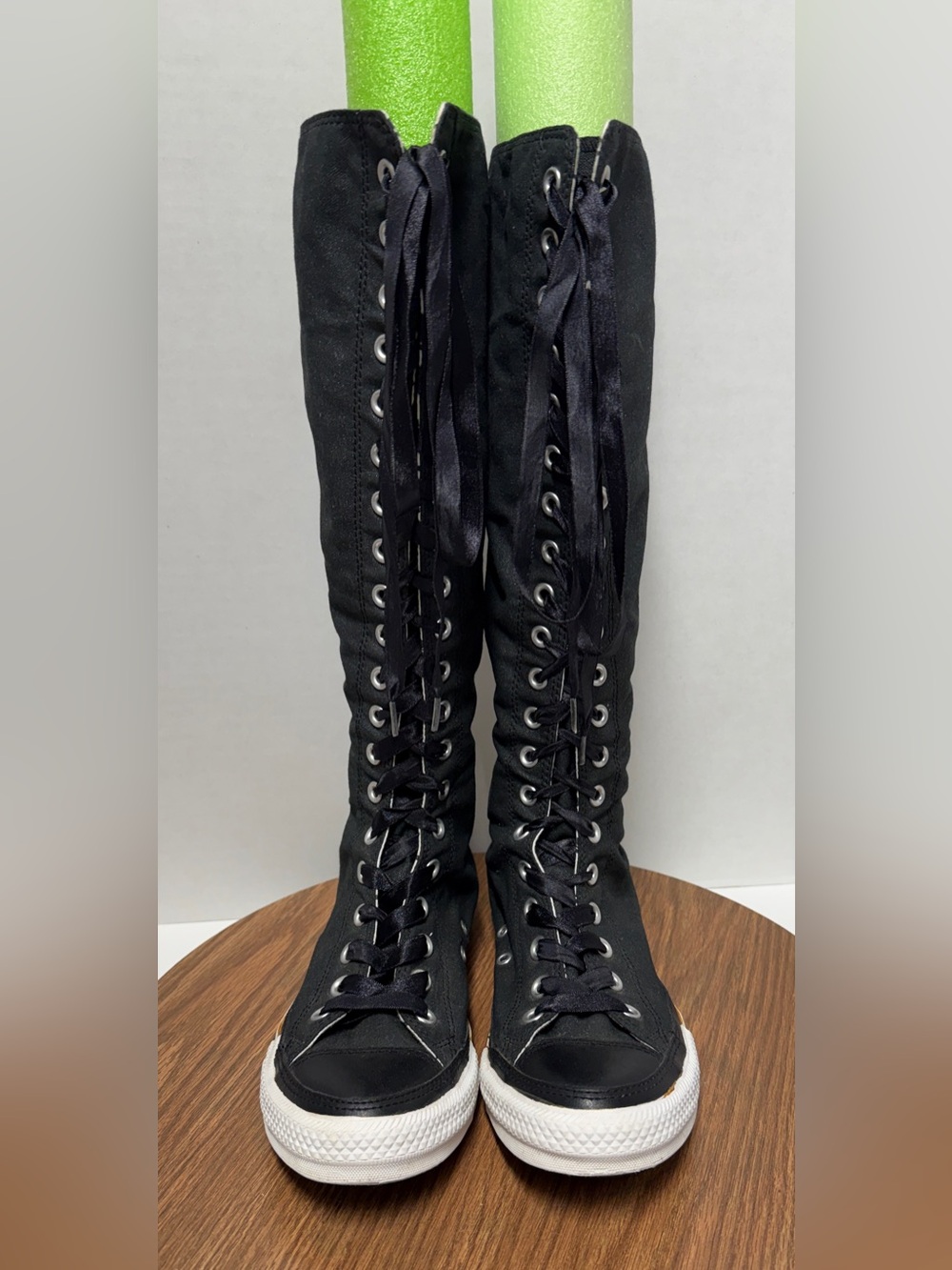 Converse Black Chuck Taylor All Star XX-Hi Knee Hi LaceUp Sneaker Goth Emo 8.5